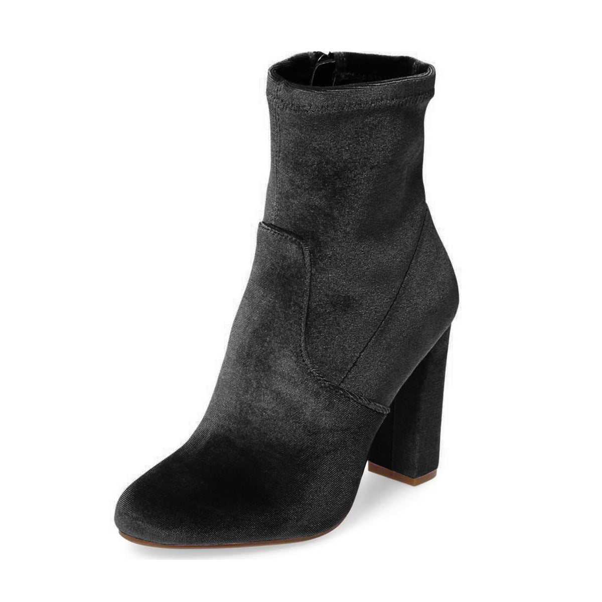 Black Chunky Heel Boots Velvet Short Fashion Sock Boots