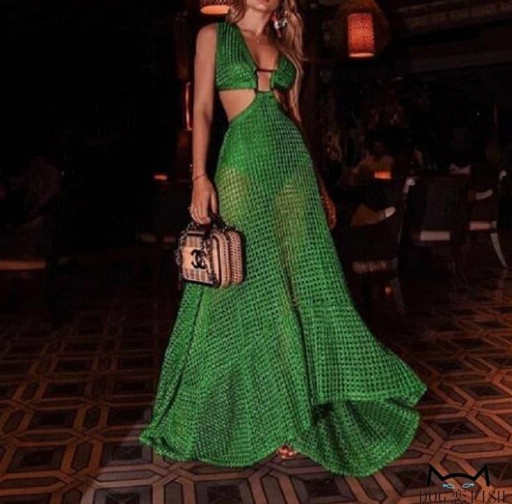 Green mesh dress