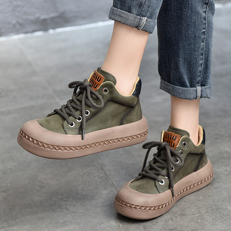 Classic Lace-Up Leather High Top Boots