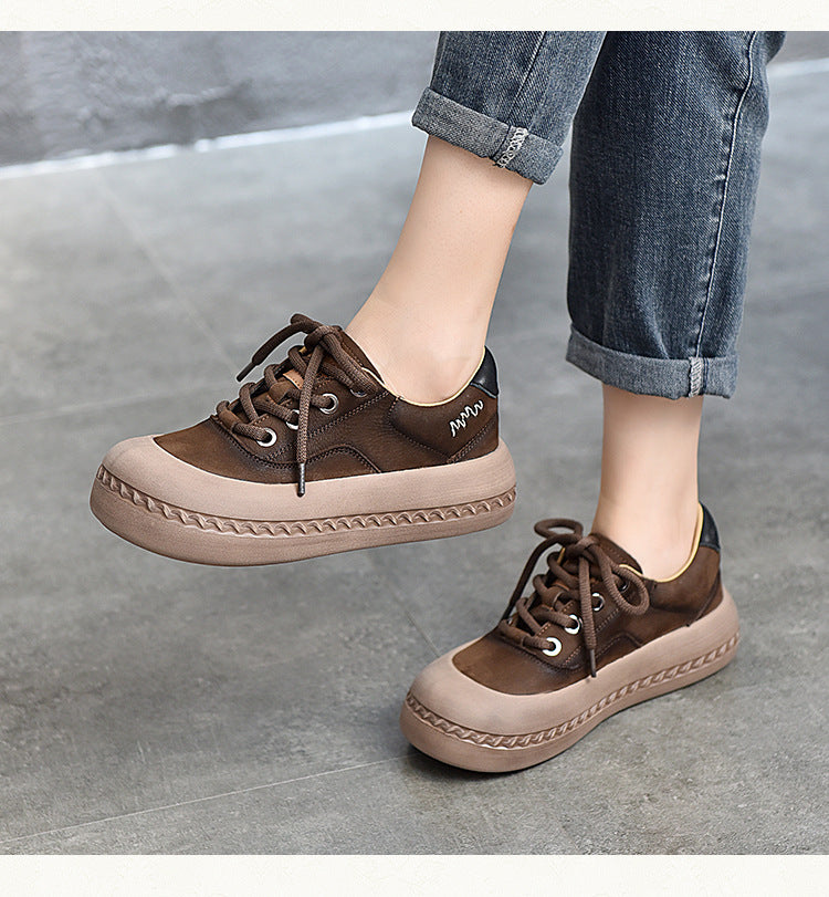 Retro Leather Lace-up Low Top Shoes