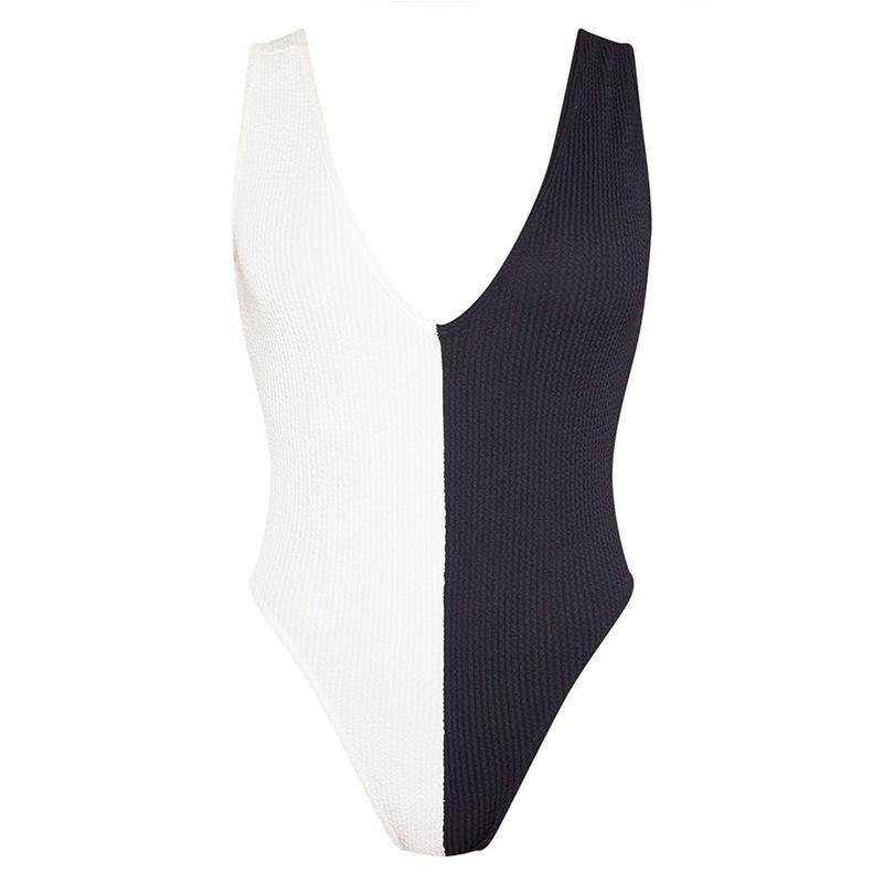 black and white stitching swimwear