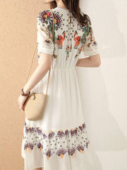 Mia Classic Paneled Printed Chiffon Dress