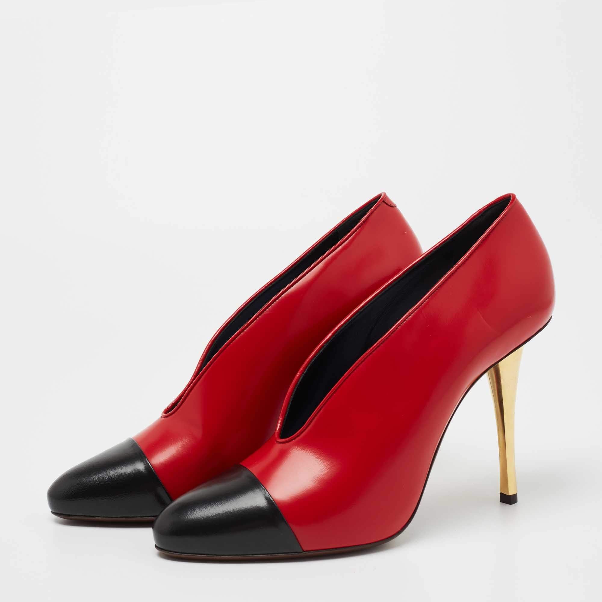 Red and Black Cap Toe Two-tone Vintage Pumps Heels