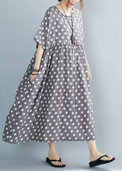 Italian Grey Dot Patchwork Summer Party Dresses