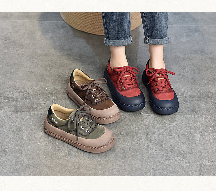 Retro Leather Lace-up Low Top Shoes