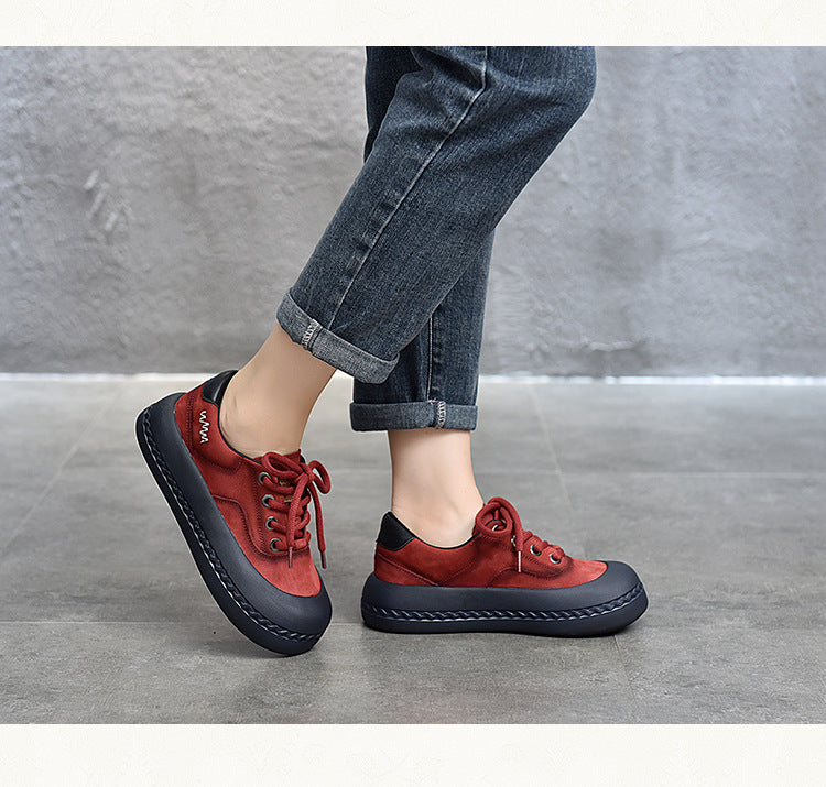 Retro Leather Lace-up Low Top Shoes