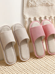 Simple Cotton Linen Thick Bottom Slippers