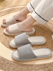 Simple Cotton Linen Thick Bottom Slippers