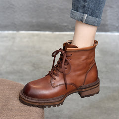 British Style Leather Side Zipper Martin Boots