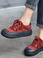 Retro Leather Lace-up Low Top Shoes