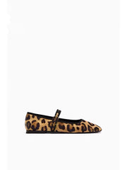 Leopard Pattern Hollow Out T-Strap Pointy Toe Flats