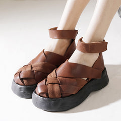 Classic Leather Woven Thick Sole Sandals