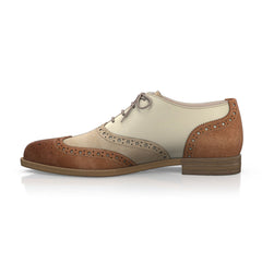 Classic Brown & Khaki Hollow Out Oxford Shoes Women