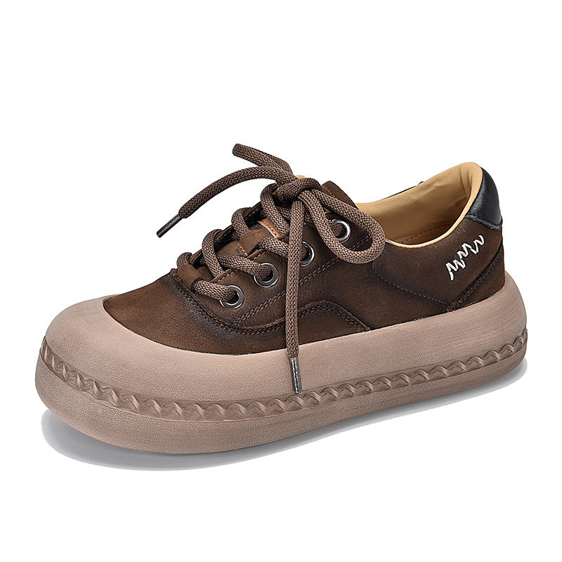 Retro Leather Lace-up Low Top Shoes