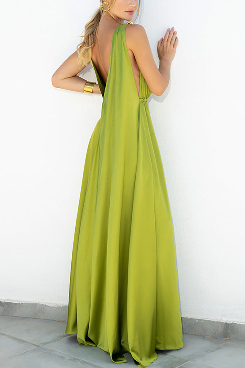 V Neck Backless Tank Maxi Dress