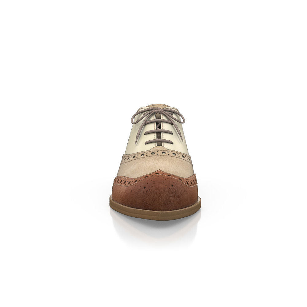 Classic Brown & Khaki Hollow Out Oxford Shoes Women