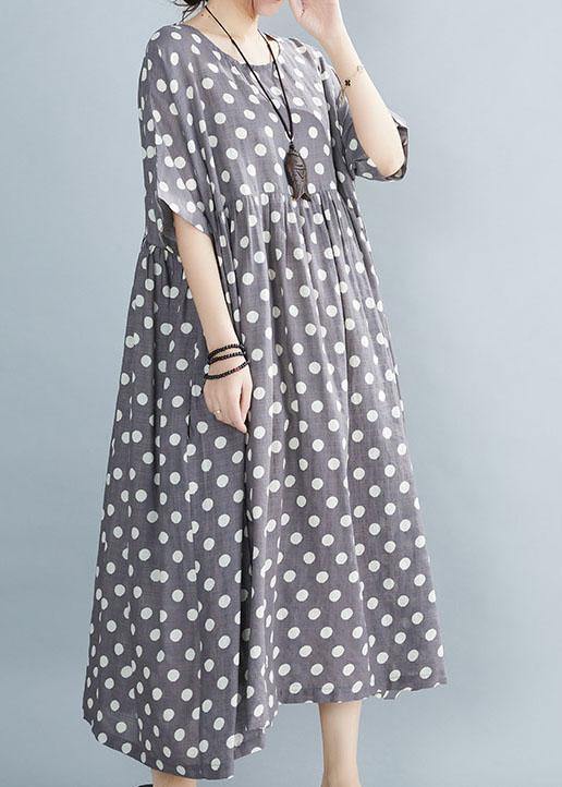 Italian Grey Dot Patchwork Summer Party Dresses