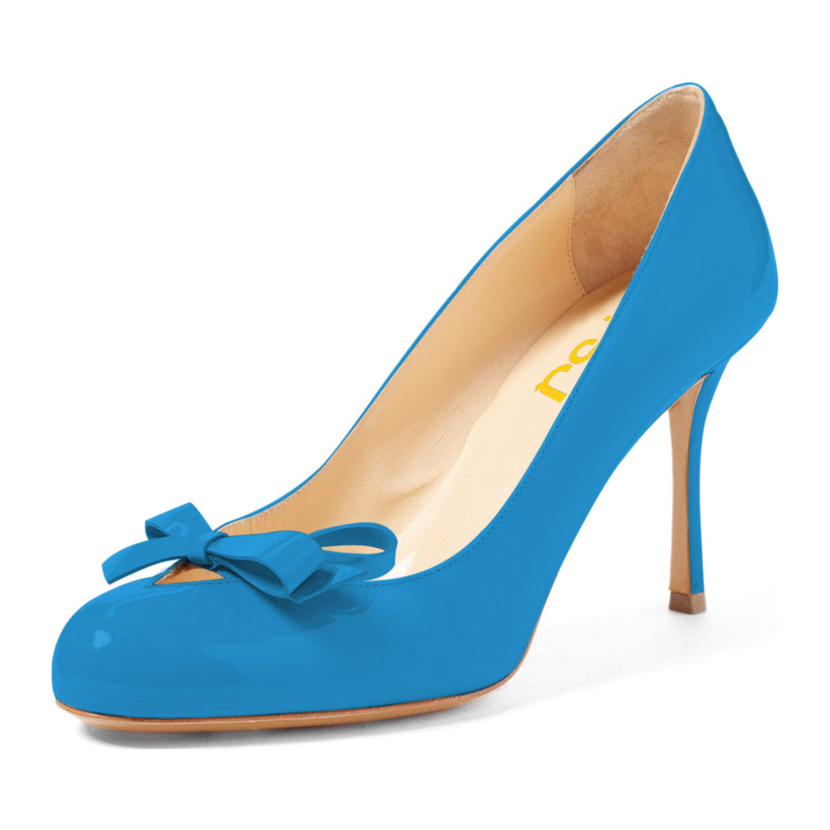 4 inch Heels Blue Round Toe Stiletto Heels Pumps With Bow