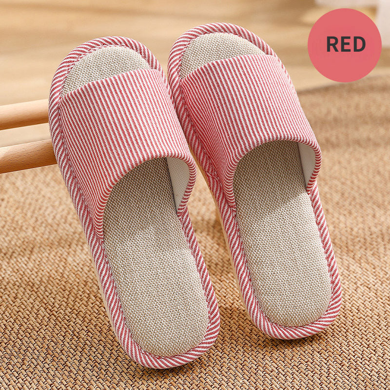 Simple Cotton Linen Thick Bottom Slippers