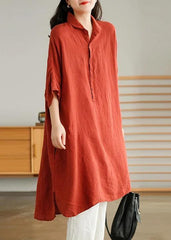 Black Linen Shirt Dress Summer Mid Dress