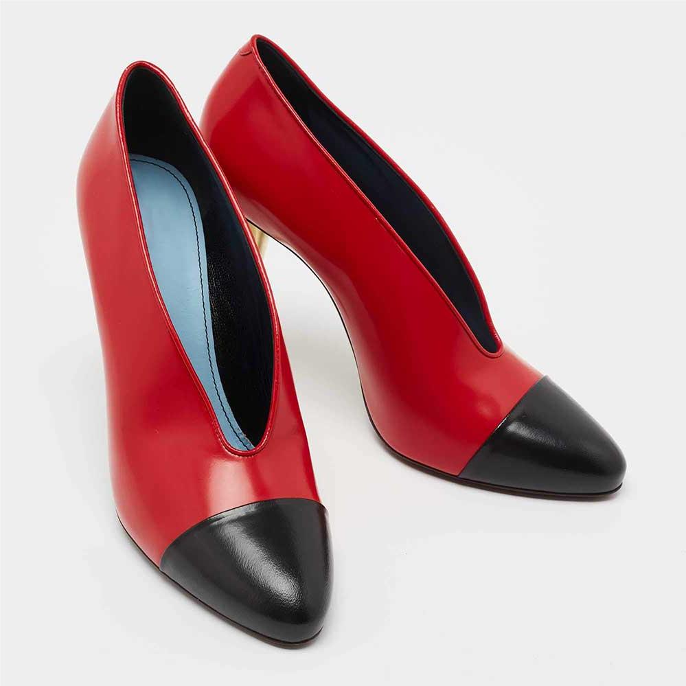 Red and Black Cap Toe Two-tone Vintage Pumps Heels