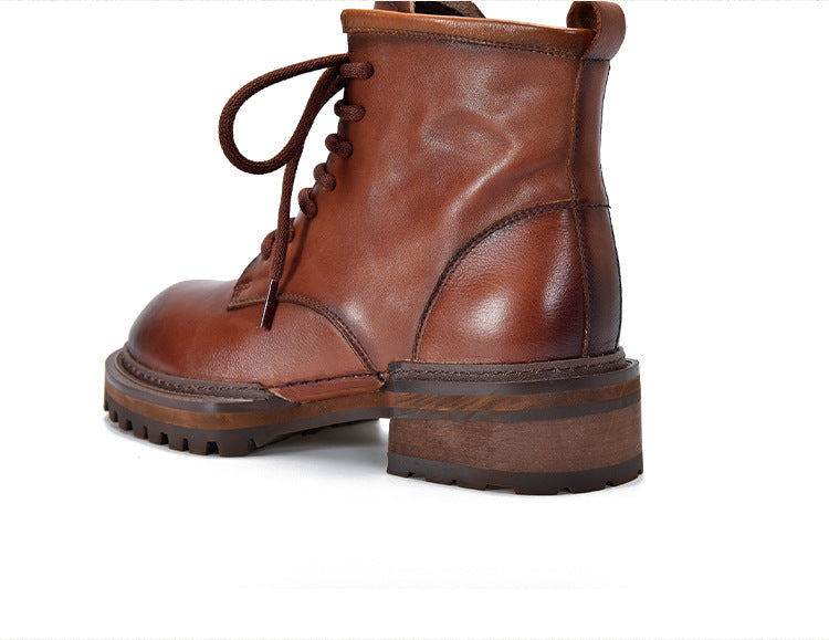 British Style Leather Side Zipper Martin Boots