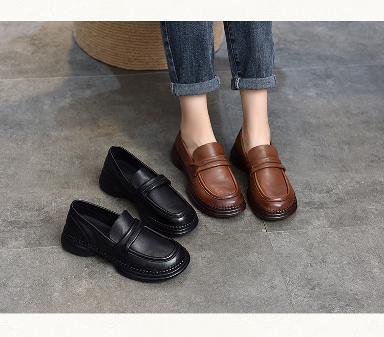 Classic Leather Soft Sole Mid-Heel Shoes