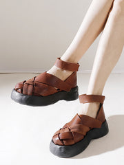 Classic Leather Woven Thick Sole Sandals