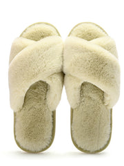 Simple Cross Flat Plush Slippers