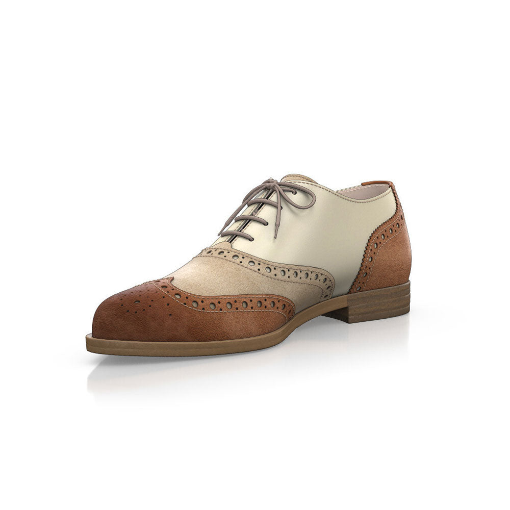 Classic Brown & Khaki Hollow Out Oxford Shoes Women