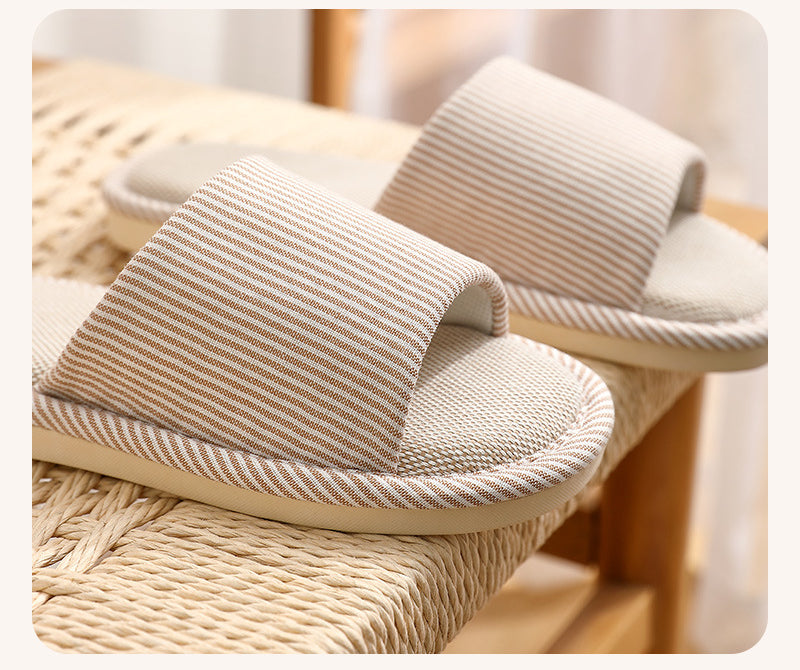 Simple Cotton Linen Thick Bottom Slippers