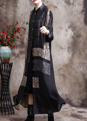 Comfy Italian Black Print Long Silk Dress Cardigan - Limited Stock