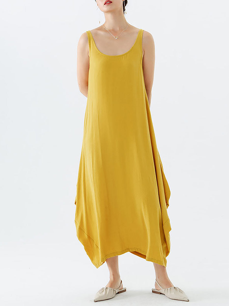 Casual Solid Color Pleated Sleeveless Maxi Dress