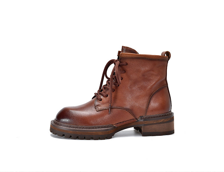 British Style Leather Side Zipper Martin Boots