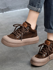 Classic Lace-Up Leather High Top Boots