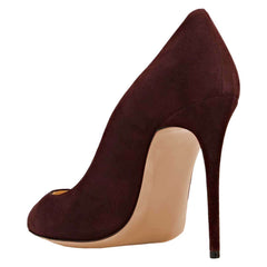 Women's Maroon Pointy Toe Stiletto Heels Pumps Office Shoes