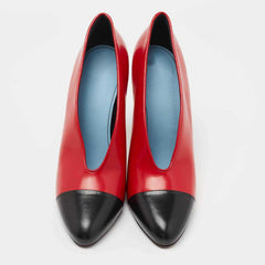 Red and Black Cap Toe Two-tone Vintage Pumps Heels