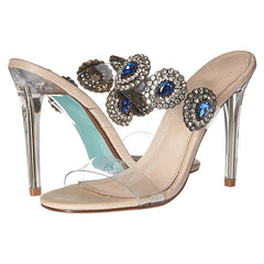 transparent PVC Rhinestones Stiletto Heel Mule Heels Sandals