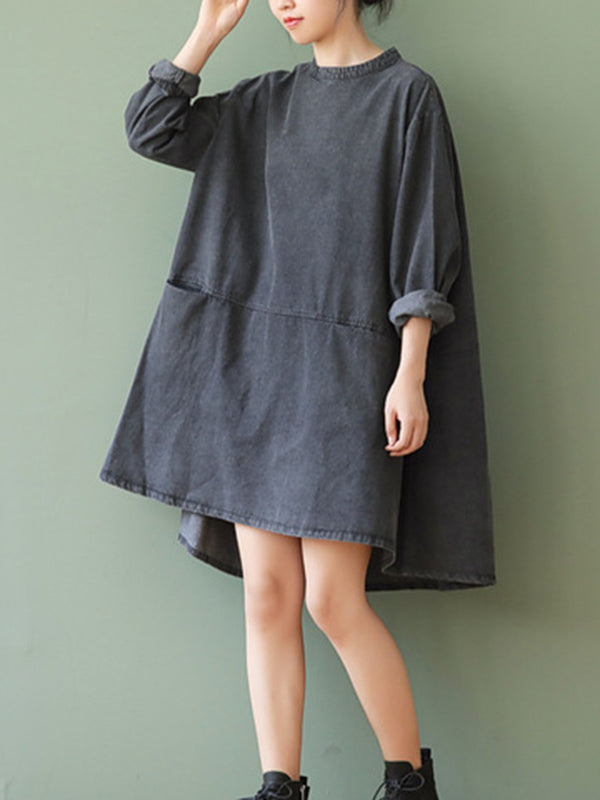 Urban Split-Joint A-Line Long Sleeves Mini Dress