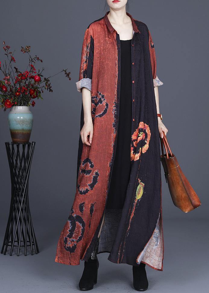 Chocolate Print Chiffon Maxi Dress Cardigan