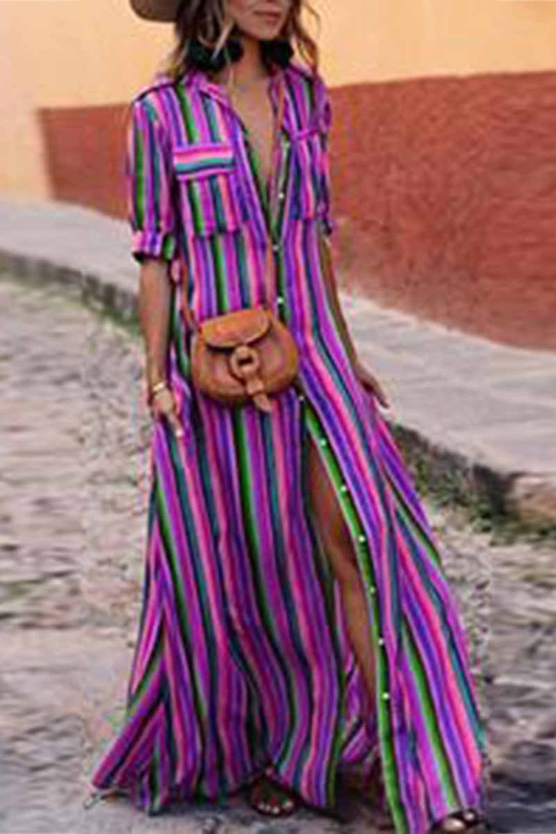 Multicolor Stripe Maxi Dress