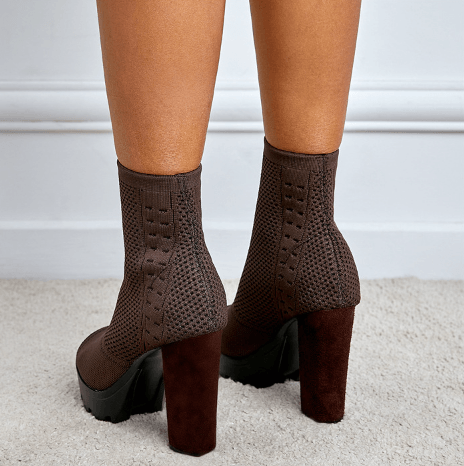 Thick Heel Fish Mouth Short Boots