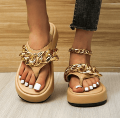 Thick-soled chain sandals