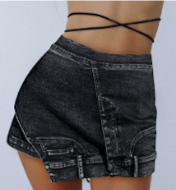 Denim stitching irregular washed old skirt