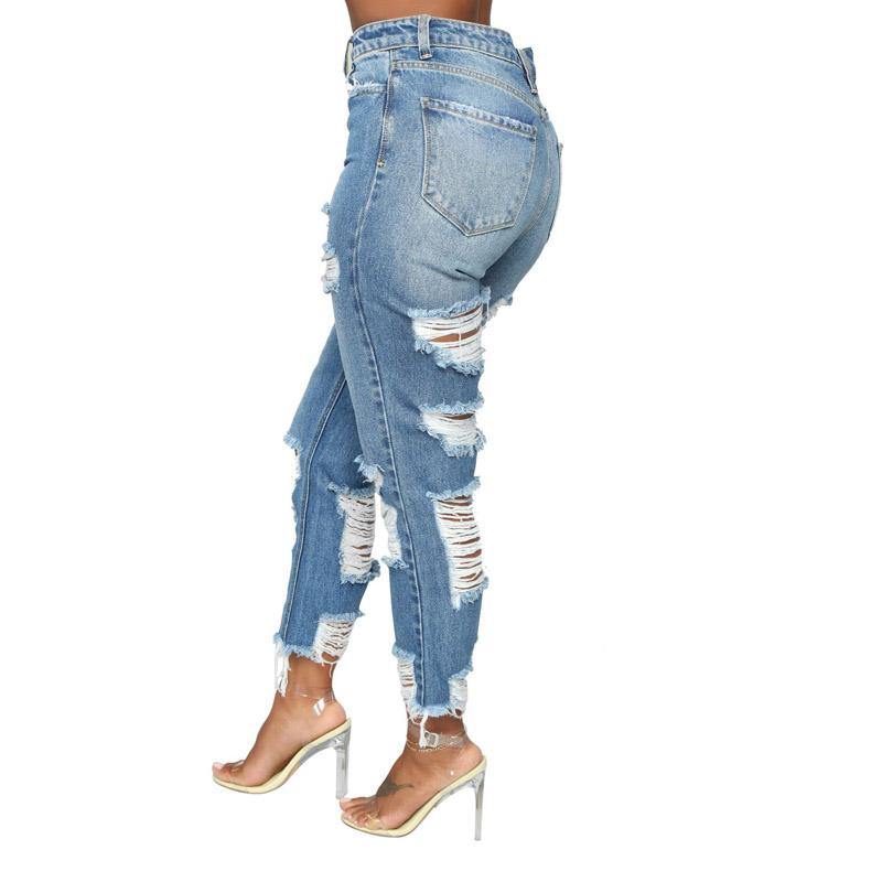 custom high-rise ripped jeans