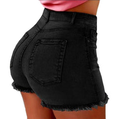 High Waist Shorts Washed Holes