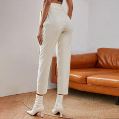 Knotted White Belt Women's Pants