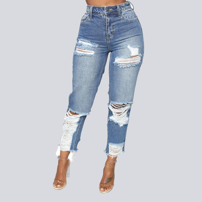 custom high-rise ripped jeans