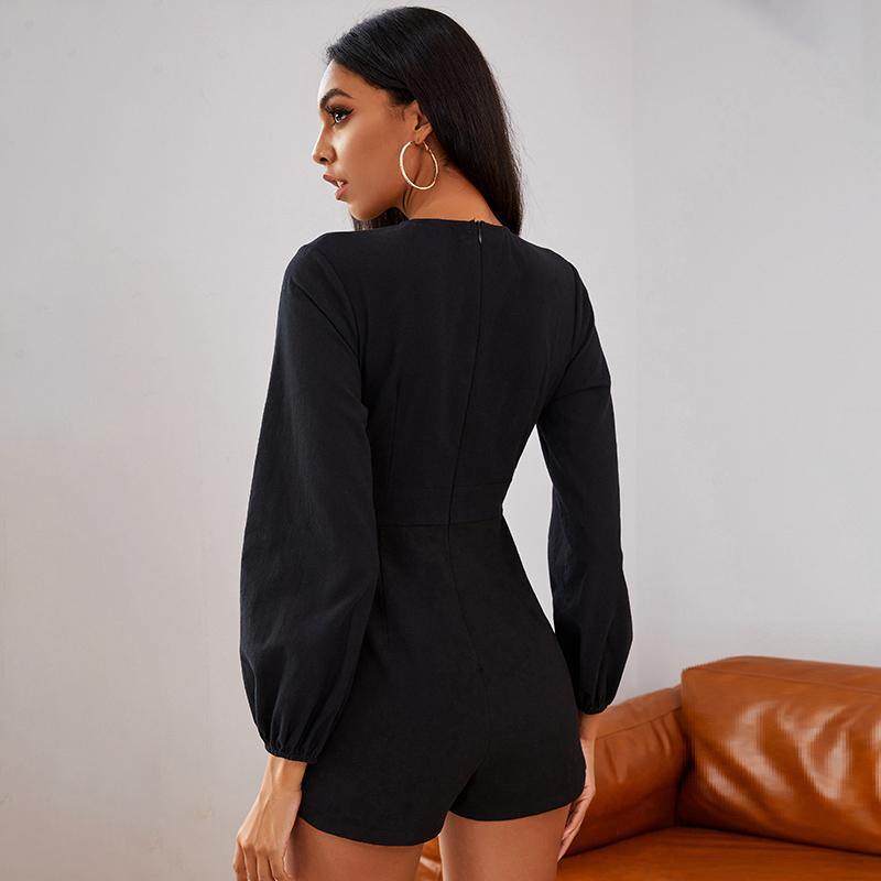 Lantern Neck Sleeve Romper