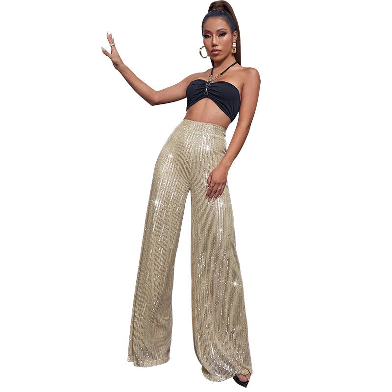 Casual sequined loose drape pants